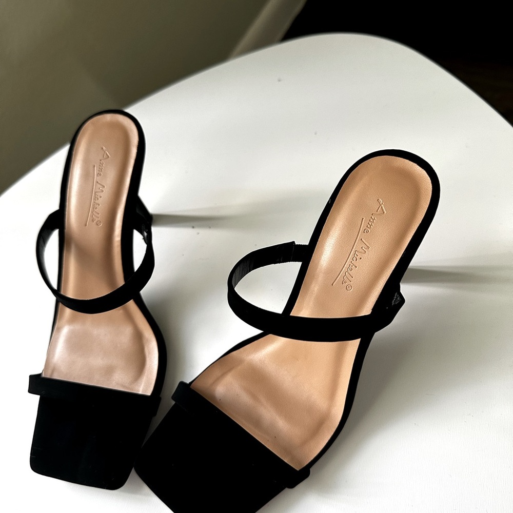 Anne Michelle Mid Heeled Black Sandals
